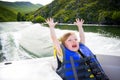 Travel of children on water in the boat