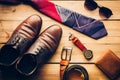 Travel Clothing accessories Apparel along for businessman Royalty Free Stock Photo