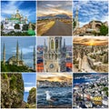 Travel collage. European architectural landmarks. Royalty Free Stock Photo