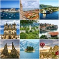 Travel collage European landmarks architecture Royalty Free Stock Photo