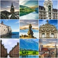 Travel collage. European landmarks. Germany, Norway, Montenegro Royalty Free Stock Photo