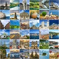 Travel collage. Norway, Portugal, Madeira, Greece Royalty Free Stock Photo