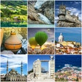 Travel collage. European landmarks and landscapes Royalty Free Stock Photo