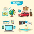 Travel collection. Vacation theme. Cartoon vector illustration.