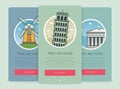 Travel composition with famous world landmarks Pisa, Athens, Kinderdijk. Travel and Tourism. Concept website template Royalty Free Stock Photo