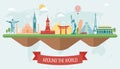 Travel composition with famous world landmarks. Vector