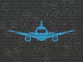 Travel concept: Aircraft on wall background Royalty Free Stock Photo