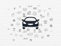 Travel concept: Car on wall background Royalty Free Stock Photo