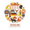 Travel Concept Germany Landmark Flat Icons Design. Royalty Free Stock Photo