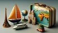 Travel concept. Miniature model of the world. Travel and tourism