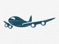 Travel concept: Airplane on wall background Royalty Free Stock Photo