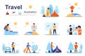 Travel concept scenes seo with tiny people in flat design