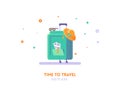 Travel concept. Suitcase flat vector illustration.