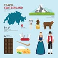 Travel Concept Switzerland Landmark Flat Icons Design .Vector