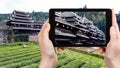 tourist photographs Chengyang Wind and Rain Bridge Royalty Free Stock Photo