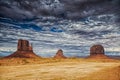 Travel Concepts and Ideas. HDR Image of Three Reddish Renowned Buttes of Monument Valley in Utah State in the United States Of Royalty Free Stock Photo