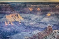 Travel Concepts. Lines of Highlighted Mountains Peaks of Picturesque Grand Canyon Sight in the Early Morning in Arizona in The
