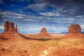 Travel Concepts. Three Separate Reddish Buttes of Monument Valley in Utah State in the United States Of America Royalty Free Stock Photo