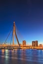 View of Unique and Beautiful Erasmus Bridge in Rotterdam Royalty Free Stock Photo