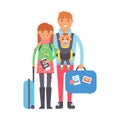 Travel couple vector illustration.