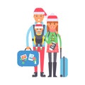 Travel couple vector illustration.