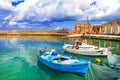 Travel in Crete island - old port of Chania. Greece