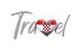 Travel Croatia love heart flag. 3D Rendering