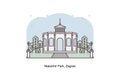 Travel Croatia - Vector line illustration of Maksimir Park, Zagreb.