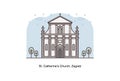 Travel Croatia - Vector line illustration of st Catherine`s Church, Zagreb