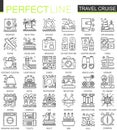 Travel cruise outline concept symbols. Perfect thin line icons. Modern stroke linear style illustrations set. Royalty Free Stock Photo