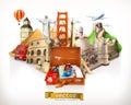 Travel, 3d vector illustration Royalty Free Stock Photo
