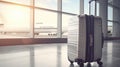 Travel departure journey concept, airport with luggage suitcases at Airport Window terminal waiting area, generative AI Royalty Free Stock Photo