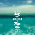 Travel design Ocean backdrop Vector Editable Blurred Typography label Lettering, Typography quote.