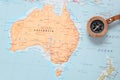 Travel destination Australia, map with compass Royalty Free Stock Photo