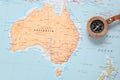 Travel destination Australia, map with compass