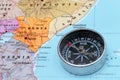 Travel destination Kenya, map with compass