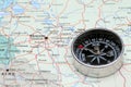 Travel destination Moscow Russia, map with compass Royalty Free Stock Photo