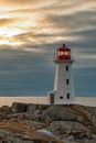 Travel destination Peggys Cove Lighthouse NS Canada Royalty Free Stock Photo