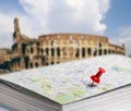 Travel destination Rome map push pin blur Royalty Free Stock Photo