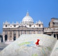 Travel destination Rome map push pin blur Royalty Free Stock Photo