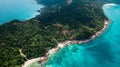 Travel destination in summer. Aerial view of a beautiful beach in Malaysia: Pulau Perhentian Kecil Royalty Free Stock Photo