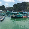 Fishing floating village in the bay of Lan-Ha in Vietnam.