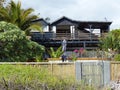 Characteristic wood house beach of the Reunion Island  in the Indian ocean. Royalty Free Stock Photo