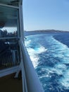 Touristic boat moving on the sea in Greece.