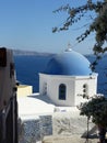 Blue dome of a church to Santorini in Greece.