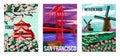 Travel Destination Vector Posters Set Royalty Free Stock Photo