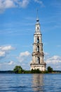 Travel destination on Volga River Kalyazin Flooded Belfry of Saint Nicholas cathedral