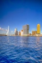 Cityscape View of Rotterdam Harbour and Port in Front of Erasmusbrug Royalty Free Stock Photo