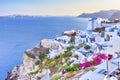 Travel Destinations. Picturesque Breathtaking View of Caldera Volcanic Slope of Oia Village in Santorini Island in Greece Royalty Free Stock Photo