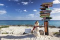 Travel Destinations Signpost Punta Sur Ecological Reserve Caribbean Beach Cozumel